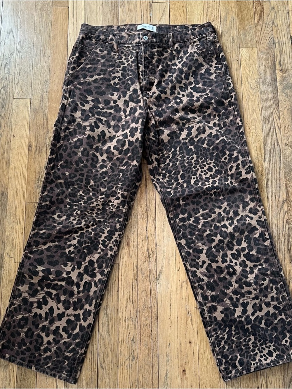 Abercrombie & Fitch Leopard Print Jeans, Mid Rise, Curve Love, Size:31/12L